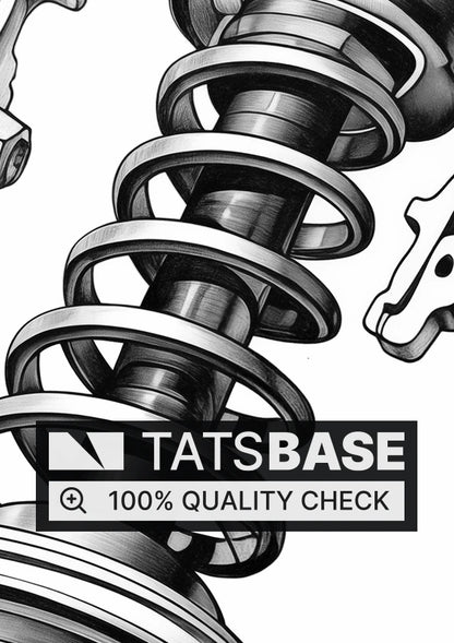 Tattoo template of a mechanical shock absorber with intricate components and engineering precision