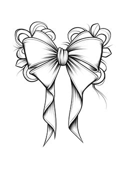 Tattoo template of a ribbon bow with flowing curls and elegant design, perfect for a graceful and sophisticated look.