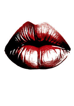 Tattoo template of a pair of bold red lips, ultrasesy and alluring