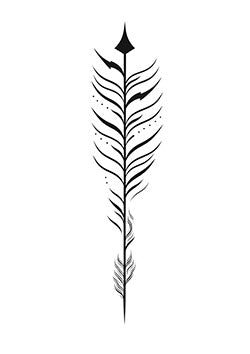 Tattoo template of a stylized feather arrow design