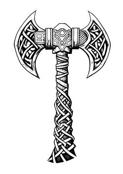 Tattoo template of a detailed Celtic axe design