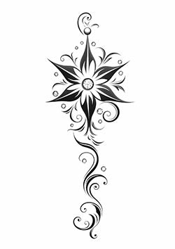 Tattoo template of a floral ornate design with elegant swirls