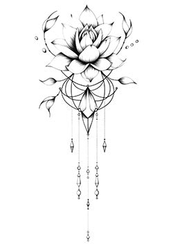 Tattoo template of a lotus flower with geometric charms