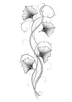 Tattoo template of a flowing vine and flower design capturing elegance and tranquility