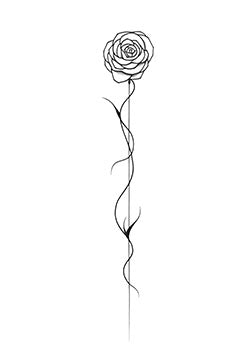 Tattoo template of a stylized single rose with an elongated stem.