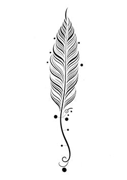 Tattoo template of a detailed and decorative feather design