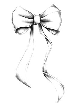 Tattoo template of a detailed bow ribbon with soft curves and graceful shades