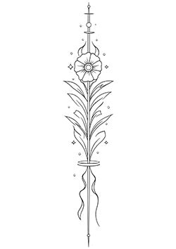 Tattoo template of a flower and sword blend symbolizing beauty and strength