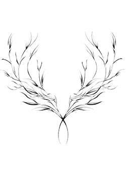 Tattoo template of a floral design with intertwining branches symbolizing growth and unity