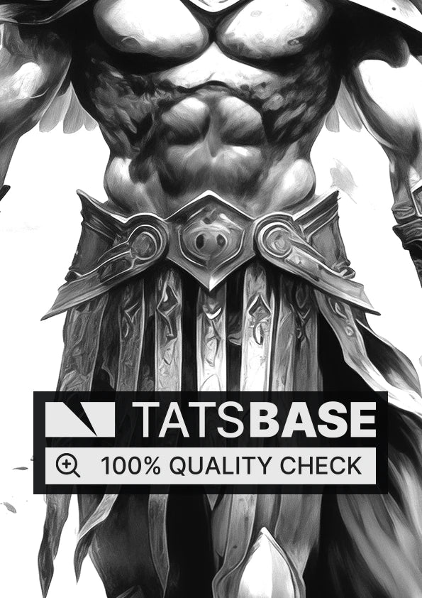 Tattoo template of an angelic warrior poised for battle