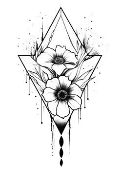 Tattoo template of an anemone flower in geometric design