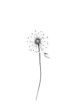 Tattoo template of a dandelion ready to disperse seeds