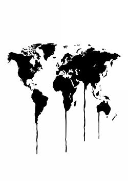 Tattoo template of a stylized dripping world map