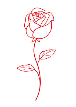 Tattoo template of a single rose with delicate petals