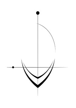 Tattoo template of a minimalist cosmic design with aligned celestial bodies