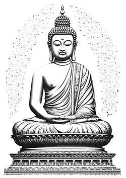 Tattoo template of a meditative Buddha on a pedestal