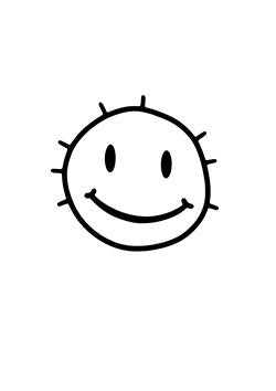 Tattoo template of a simple happy face with radiant lines