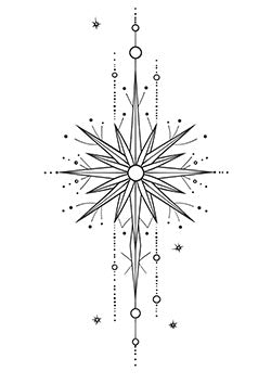 Tattoo template of a geometric celestial compass design