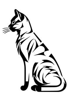 Tattoo template of a stylized cat in profile