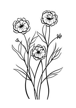 Tattoo template of a trio of delicate blooming flowers