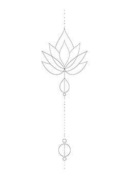 Tattoo template of a lotus flower with geometric designs