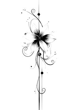 Tattoo template of a stylized lily with decorative elements