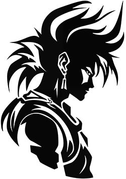 Tattoo template of a stylized Saiyan warrior profile with a determined look