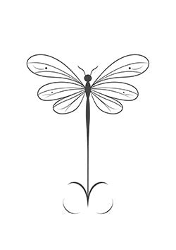 Tattoo template of a symmetrical dragonfly with extended wings