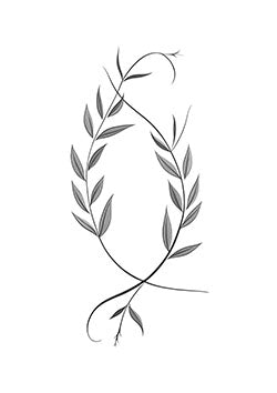 Tattoo template of a symmetrical laurel wreath design