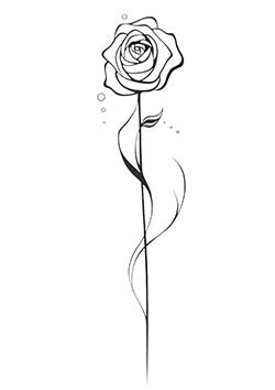 Tattoo template of an elegant single rose with delicate lines