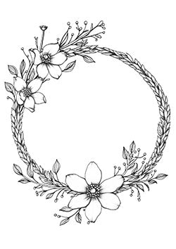 Tattoo template of an intertwined floral wreath