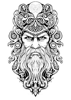 Tattoo template of a Celtic warrior with detailed knotwork