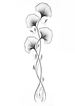 Tattoo template of a ginkgo vine with flowing leaves radiating elegance and serenity