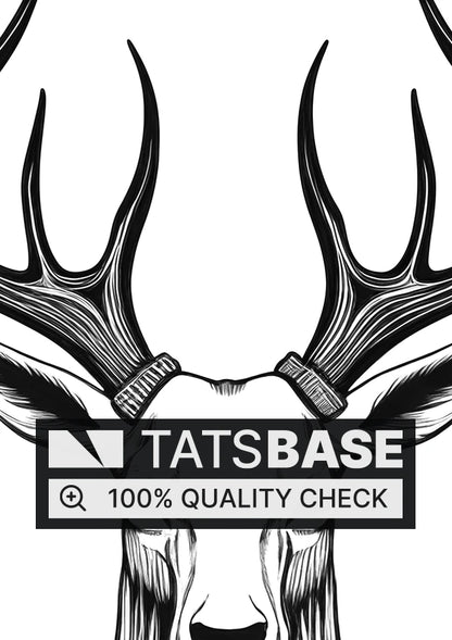 Tattoo template of a stag with expansive antlers