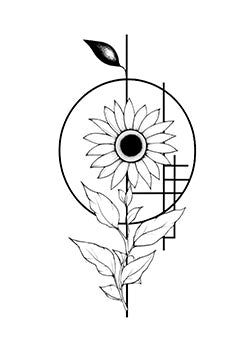 Tattoo template of a geometric sunflower design