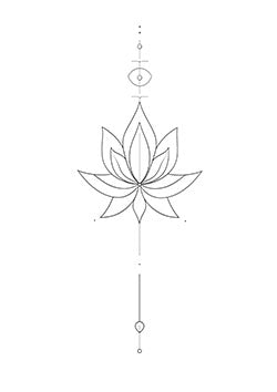 Tattoo template of a minimalist lotus with geometric designs