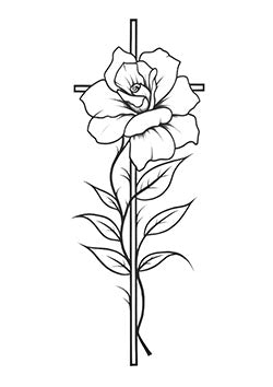 Tattoo template of a rose with geometric elements