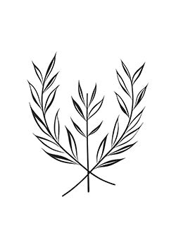 Tattoo template of symmetrical stylized leaves