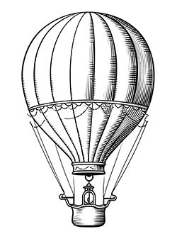 Tattoo template of a detailed hot air balloon representing adventure and freedom