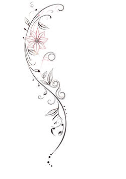 Tattoo template of a floral design with blooming flower and swirling vines