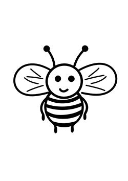 Tattoo template of a smiling line-art bee