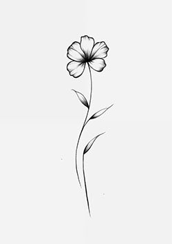 Tattoo template of a single graceful flower with detailed petals