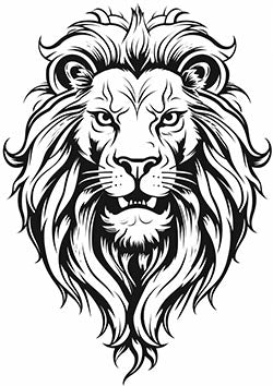 Tattoo template of a lion with a majestic mane