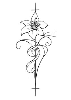 Tattoo template of a stylized lily with a cross