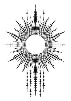 Tattoo template of a stylized dotted sun with radiant beams