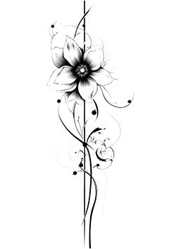 Tattoo template of a delicate flower with swirling details