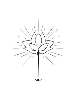 Tattoo template of a radiant lotus flower symbolizing purity and spiritual enlightenment