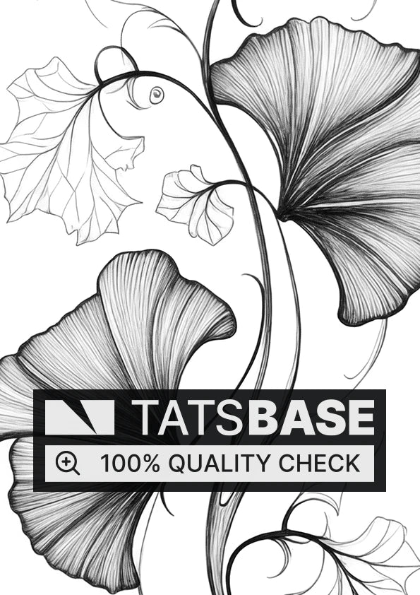 Tattoo template of a ginkgo branch with finely detailed leaves to capture its natural elegance.