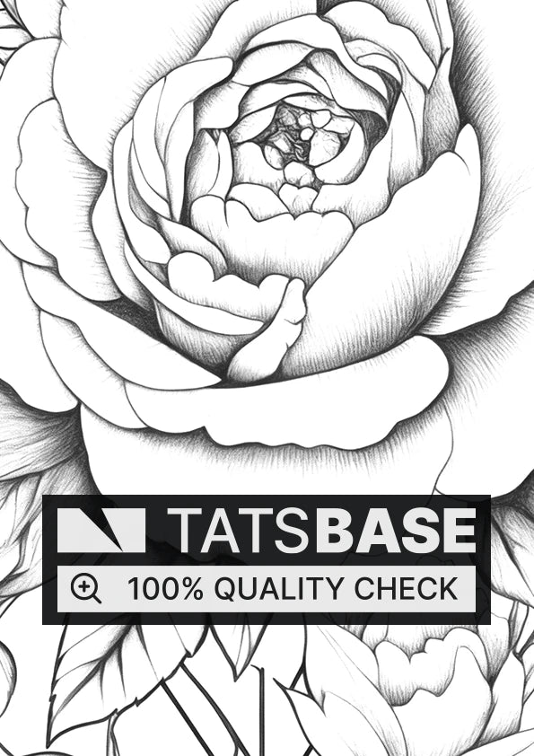 Tattoo template of a rose bouquet with geometric elements