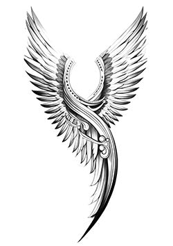 Tattoo template of a pair of intricate angel wings symbolizing freedom and transcendence